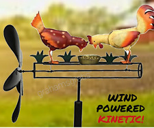 NEW PECKING CHICKEN & ROOSTER WHIRLIGIG  WIND POWERED KINETIC YARD DECOR SPINNER picture