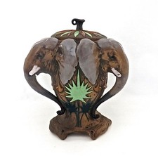 Rare 1890-1910 Antique Amphora Elephant Head Urn by Stelllmacher picture