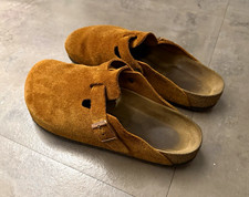Birkenstock Men’s Brown Suede Slip-On Sandals Buckle Logo US 12 Pre-Owned picture