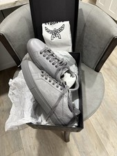 MCM Gray Leather Logo Low-Top Lace-Up Sneakers Men’s EU 46 US 12 picture