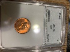 1939s MS68 RD lincoln cent beauty top grade on Ebay picture