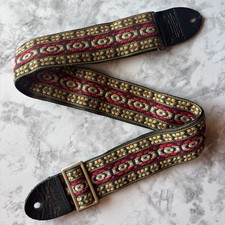 Authentic Bobby Lee Guitar Strap -  Vintage Woven Pattern, Leather Ends picture