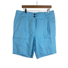 NWT Talbots 100% Linen Bermuda Shorts size 12 Blue picture