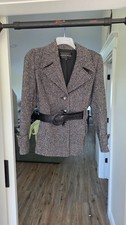 Womens Antonio Melani  Black And White Tweed Blazer With Belt  Size 6 picture