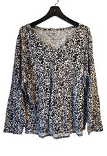 EVRI Plus Size Printed Peasant Blouse Black White 2X picture