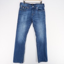 True Religion Ricky Jeans Mens 33 Blue Relaxed Straight Flap Pocket Medium Wash picture