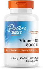 Doctor's Best Vitamin D3 5000 IU 360 Softgel, support immunity & bone health picture