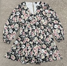 Torrid Babydoll Mini Dress Womens Plus SIZE 2X / 2 Floral Long Sleeve Vneck NWT picture