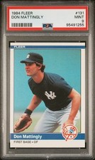 Graded 1984 Fleer Don Mattingly #131 Rookie RC Baseball Card PSA 9 Mint picture
