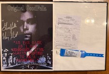 Henry Hill autographed Goodfellas ad. Framed with Henry’s script and band picture