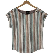 Anthropologie W5 Striped Top Women Size L Multicolor Button Shoulder Boho Casual picture