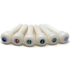 Crosby Unslotted Pure Bone Bridge Pins - Abalone Dot Pegs for Acoustic Guitar picture