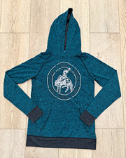 Cowgirl Tuff Co. Half Zip Pullover Hoodie M Teal/Gray Western Graphic MPN 100227 picture