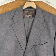 VTG Lauren Ralph Lauren Suit Mens 42L Gray Windowpane 3 Button Wool Pants 36x30 picture