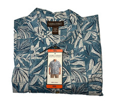 Cooke Street Mens Aloha Hawaiian Shirt Short Sleeve Cotton, Blue, Size 2XL picture