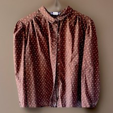Wild Iris Brand 1970’s blouse Long Sleeve brown XL LIttle House On Prairie Style picture