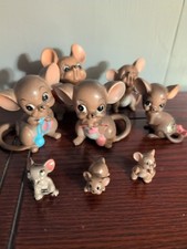 Vintage Josef Originals Mouce Village Ceramic Figurines Lot Of 8 Japan Kitsch picture