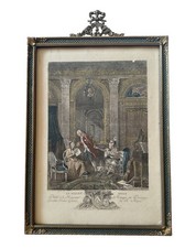 ANTIQUE WATERCOLOR Nicolaus de Launay “Le Billet Doux” Original Frame picture