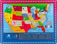 Joqutoys Wooden USA Map Puzzle, 46 Pieces US Map Puzzle for Kids, Educational... picture