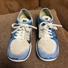 Nike Free 4.0 Flyknit Running Shoes Mens Size 11.5 Blue White Black 631053-104 picture
