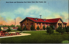 Vintage Postcard Indiana Bath House Swimming Pool Baker Park New Castle picture