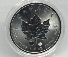 2015 Canada $5 .9999 fine 1 Oz Silver Maple Leaf Coin Heart Privy   25k Made picture
