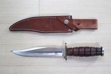 Vintage AL MAR Grunt II Desert Storm 1991 Bowie Knife Leather Sheath  P47 picture