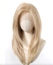 Blonde Shoulder-Length Synthetic Wig with Soft, Natural-Looking Lace Front picture