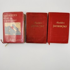 Lot Of 3 Baedeker’s Italy Travel Guidebooks Central Southern & Rome 1908–1930 picture