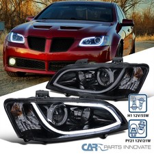 Fits 2008-2009 Pontiac G8 Glossy Black Projector LED Strip Headlights Lamps picture