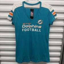 Miami Dolphins Women’s Majestic Graphic T-shirt XL New NWT NFL Vintage Teal picture