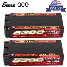 2x Gens Ace Redline 5300mAh 7.6V 140C 2S Lipo Battery HardCase HV Shorty :RC Car picture