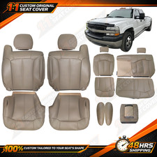 Fits 1999 - 2002 Chevy Silverado Full Set Bottom & Top Leather Seat Covers TAN picture