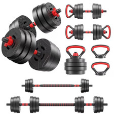 4-in-1 Adjustable Dumbbell Set, 60 LB Weight Set Converts to Dumbbells, Barbell, picture