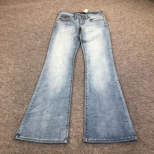 Aeropostale Super Low Rise Flare Jeans Womens 2R Blue Light Wash Denim 30x33.5 picture