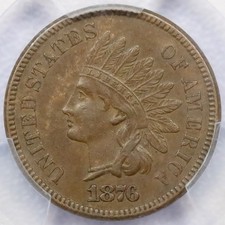 1876 1c Indian Head Cent - PCGS AU 55 CAC picture