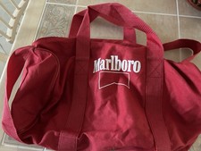 Marlboro Vintage 1987 Red Duffle Travel Bag with Shoulder Strap picture