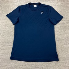 Gymshark Arrival Shirt Medium Blue Performance Gym Workout Lifter Hiker Yoga Men picture