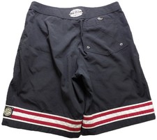 VTG 90s HIC Hawaiian Island Creations Men W34 Black Board Shorts Surf USA Stripe picture