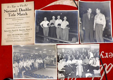 RARE VTG 1940s BOWLING CHAMPIONS POSTER PHOTOS PAUL KRUMSKE JOE SINKE BILL KENET picture