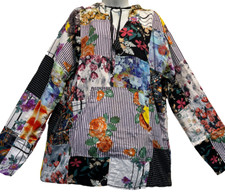 Nwt FUNKY STUFF patch hippie hood pocket rayon HOODIE TOP JACKET 1X pin picture