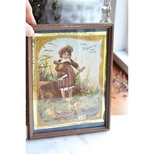 Antique 1890s McLaughlins Coffee Advertising Sign, Original Framed Victorian picture