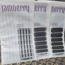 JAMBERRY Black, White and Silver Mix  Full Sheet NAIL WRAPS x3 picture