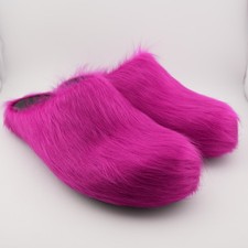 * Marni Fuchsia long-hair calfskin Fussbett sabot Slides Women US 7 picture