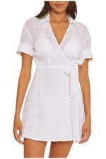 BECCA by Rebecca Virtue Women's Playa Collared Wrap Cover-Up White picture