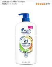 Head & Shoulders 2-in-1 Complete Scalp Care 40 Fl Oz NEW Almond Oil Aloe Vera  picture