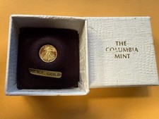 MINIATURE 1908 ST GAUDENS 22K GOLD COIN COLUMBIA MINT IN BOX .3 GRAMS picture