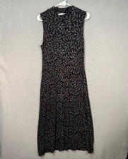 Ronni Nicole Size 10P Black Petite Sleeveless Maxi Dress Sparkly Leaf Pattern picture