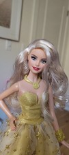 💕 Signature Barbie 2023 35th Anniversary Holiday Doll Blond w/ Gold Dress  picture