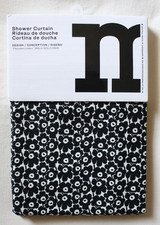 Marimekko Shower Curtain Pikkuinen Black White Floral 100% Cotton 72X72 Oeko-Tex picture